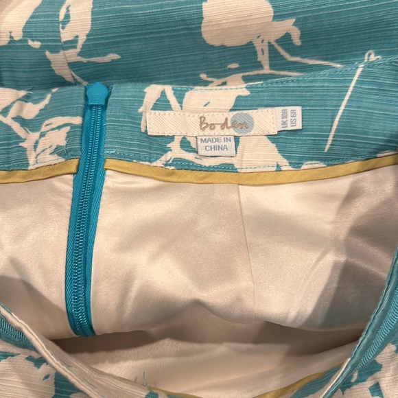 Boden teal & white graphic print pencil skirt US 6R - Picture 7 of 9